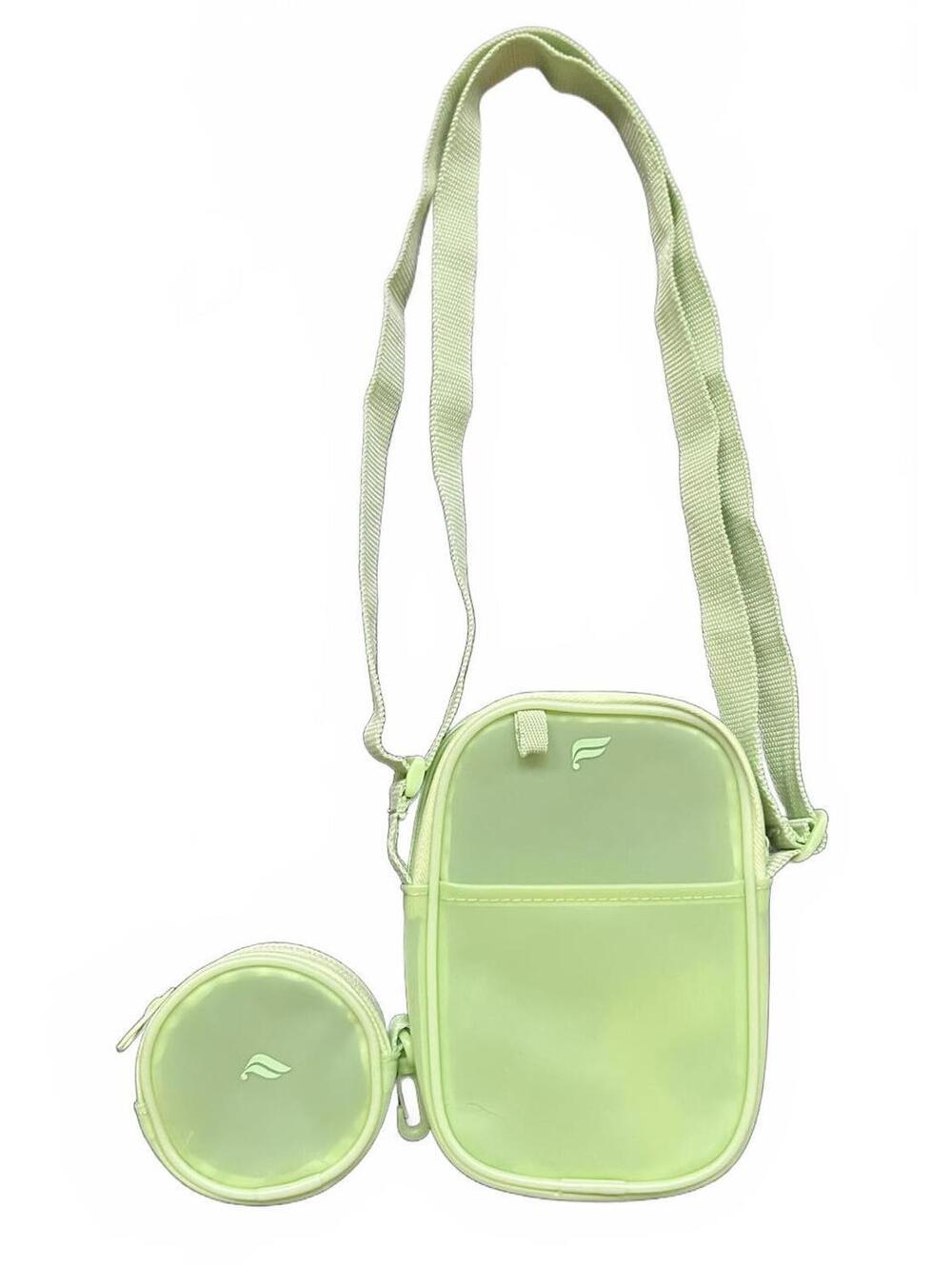 Fabletics 2 in 1 Crossbody Neon‎ Green Zip Around Bag w/ Smaller Bag